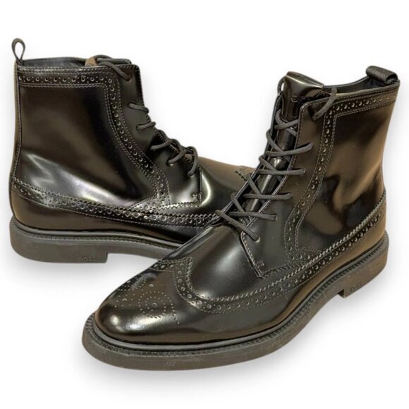BOSS Larry Men's Black Leather Oxford Boots US 9 (UK 8 EU 42) MSRP $250 - Picture 4 of 4